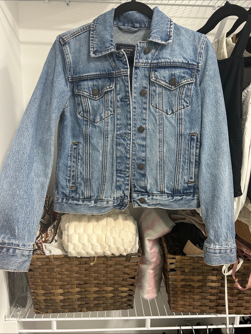 Abercrombie & Fitch Light Wash Blue Denim Jacket